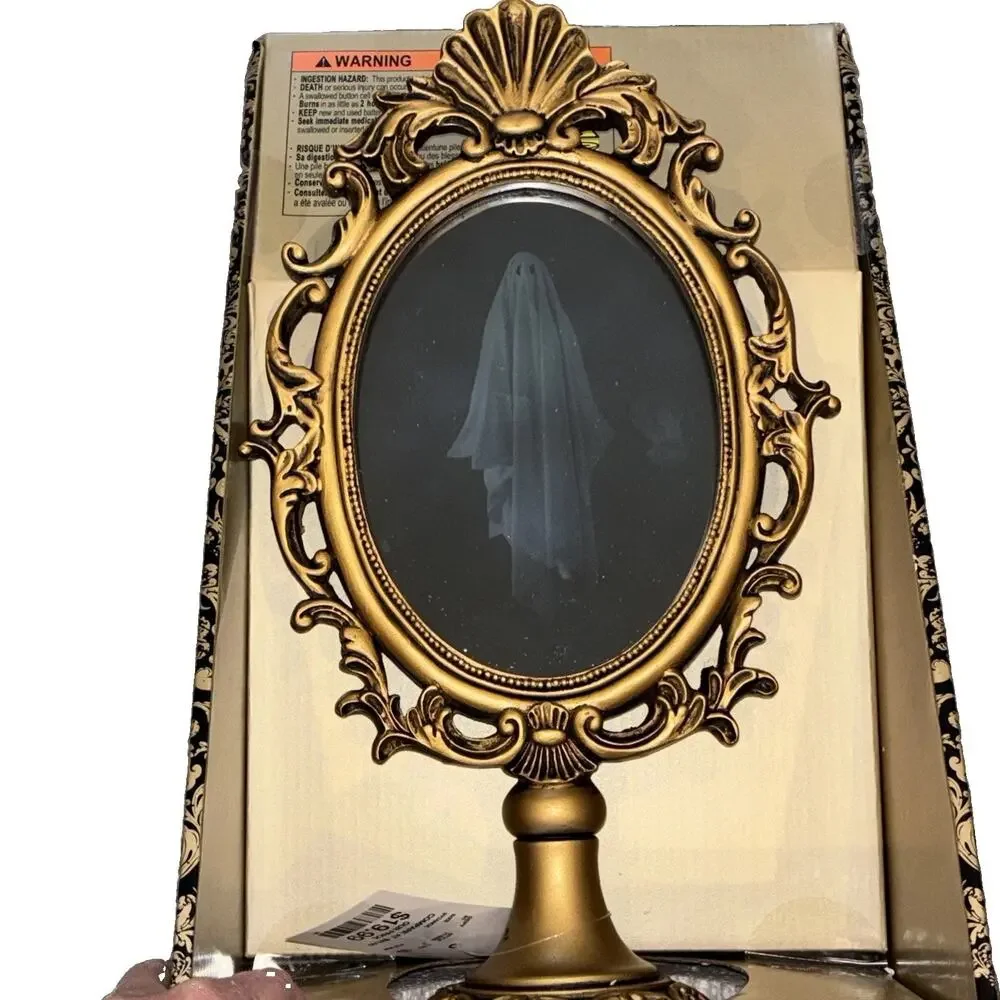 Christian Siriano Ghost LED Lighted Mirror Viral Gold Tabletop Halloween Decor